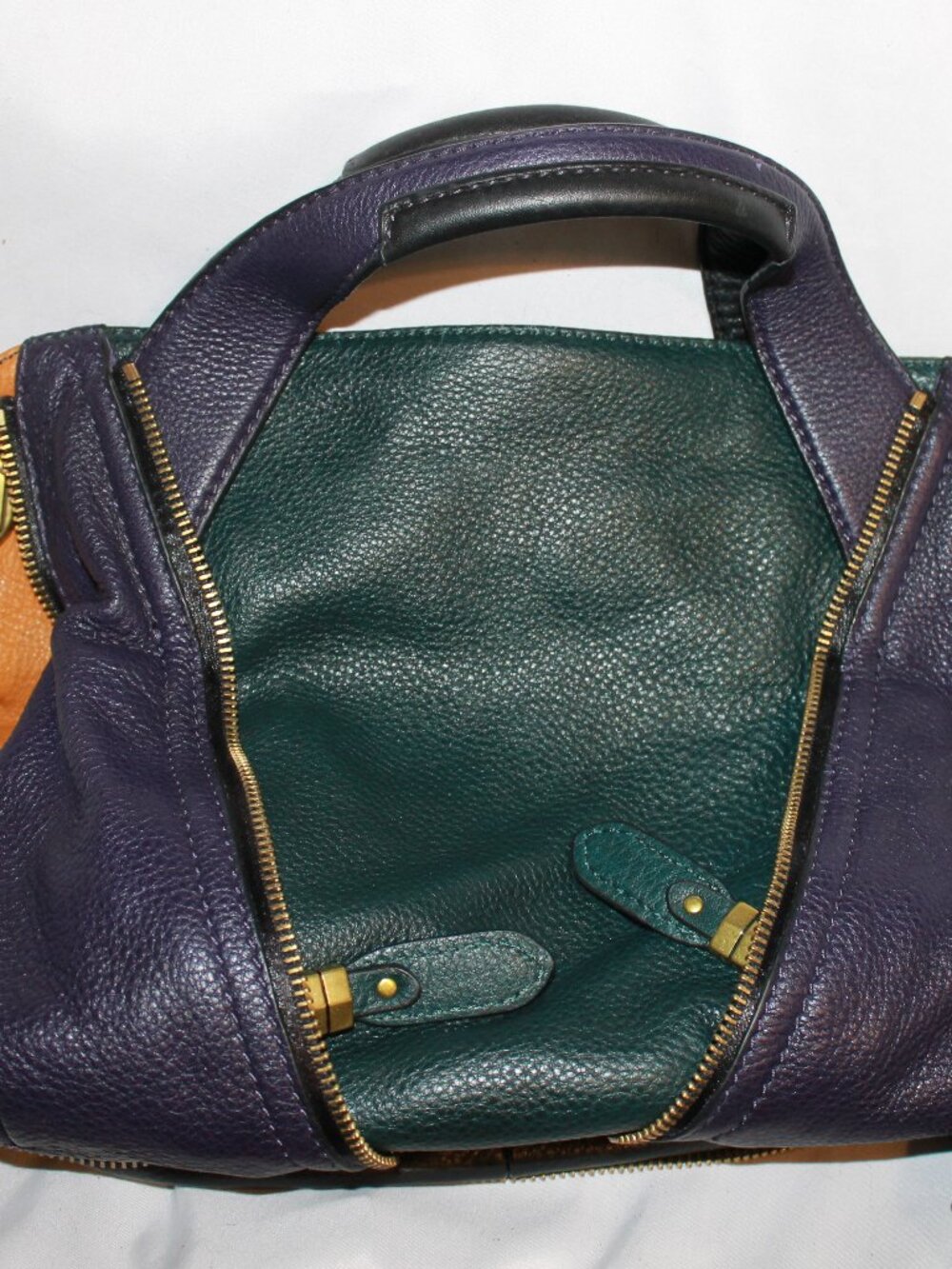 orYANY color block pebbled leather handbag